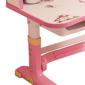 Kids Adjustable Study Desk & Chair Set, Pink Girl Desk, Child Toddler Homework Table, Princess Children Preschool Desk for Writing Homework w/Drawers, Bookshelf, Escritorio Mesas para Niña (Pink1)