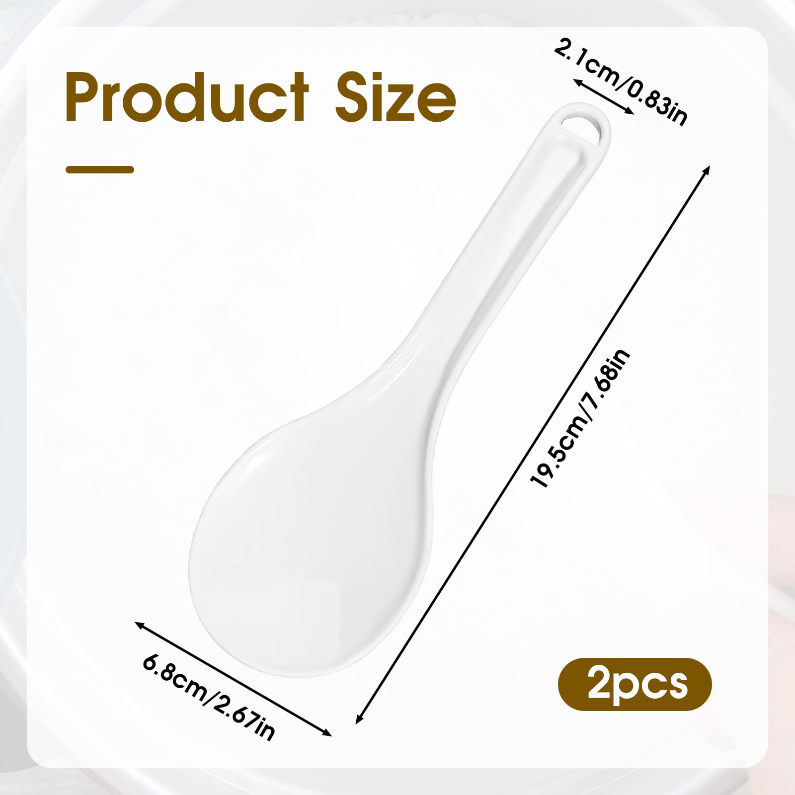 2PCS Plastic Rice Serving Spoon White Non-Stick Rice Spoon Paddle Rice Cooker Spoon Spatula 7.87 Inch