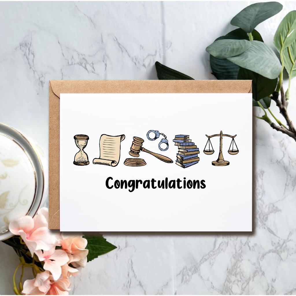 VKNDesigns Congratulations Card - Card For Law Student - New Lawyer Congrats Card - Graduation Greeting Card - Lawyer Congrats Card, White