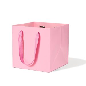 lfcxhty pink large square gift bags square bottom bags with handles for party favor, birthday gift bags (12 x 12 x 12 in, 1 ct)