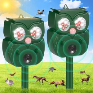 2pcs ultrasonic animal repellent outdoor solar animal repeller with motion sensor cat repellent outdoor waterproof to scare raccoon fox rabbit deer squirrel skunk repellent for yard garden (no.3)