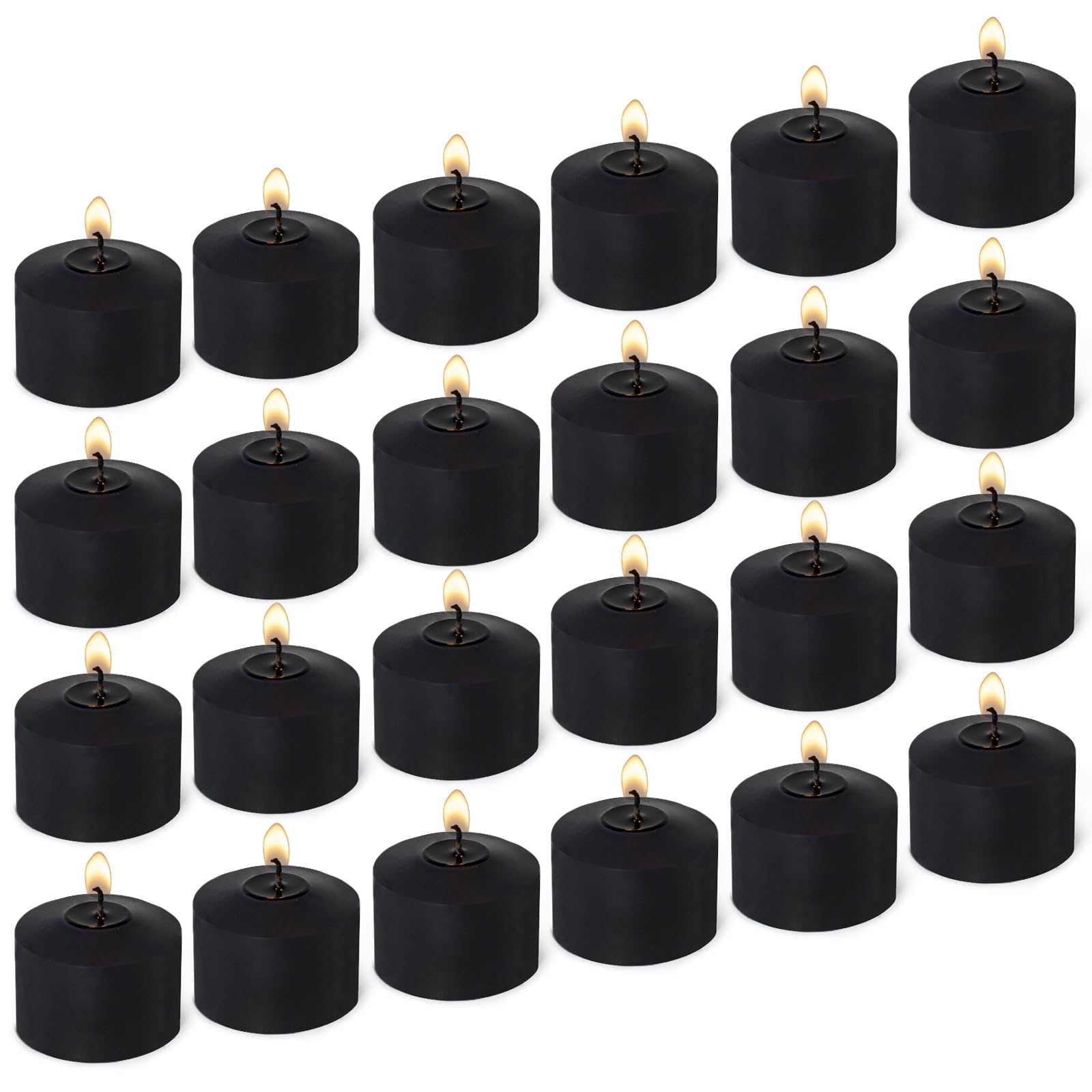 Bulk Pillar Candles - 24 Pack of 1.25 Inch, Black Candles for Kitchen, Spa, Lantern, Mantel, Prayer and Emergency Shelter