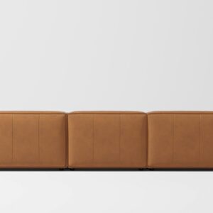 Valencia Nathan Nappa Leather Couch - 3 Seats with 2 Chaises - 100% Full Aniline Leather Modern Sectional Sofa for Lounge and Living Room Solid Wood Frame and High-Resilience Foam (Caramel Brown)