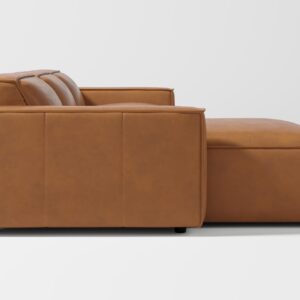 Valencia Nathan Nappa Leather Couch - 3 Seats with 2 Chaises - 100% Full Aniline Leather Modern Sectional Sofa for Lounge and Living Room Solid Wood Frame and High-Resilience Foam (Caramel Brown)