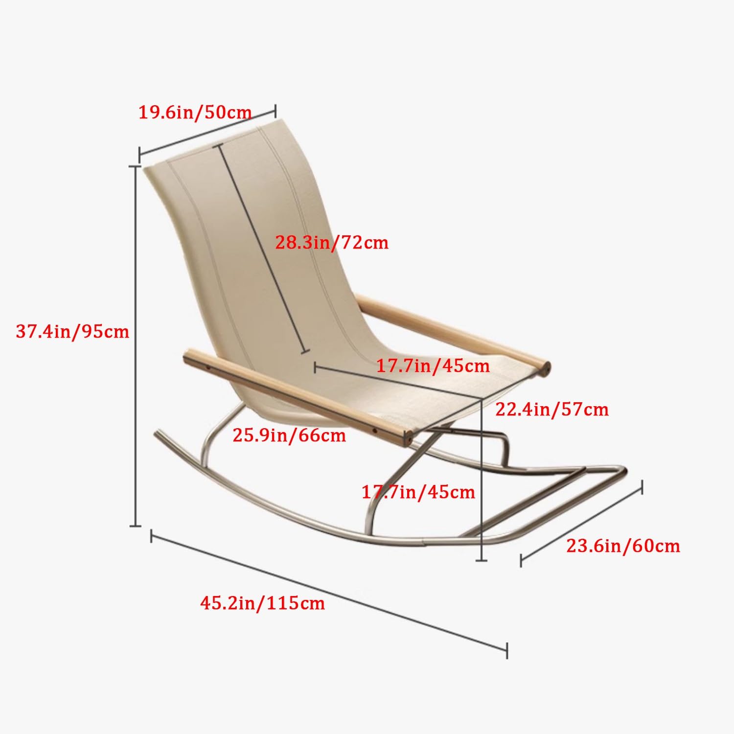 JIAOCKJIAO Foldable Simple Rocking Chair, Breathable Canvas Rocker Chair, Outdoor Portable Garden Chair, Relaxing Armchair with High Backrest, Removable Foot Rest, Patio Camping Chair (Color : Yellow