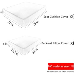 12 Pcs Outdoor Cushion Covers 23x25x4 Outdoor Patio Cushions Covers Replacement Waterproof with Zipper for Outdoor Sofa w/6 Seat Cushion Covers and 6 Backrest Pillow Covers Taupe, Covers Only