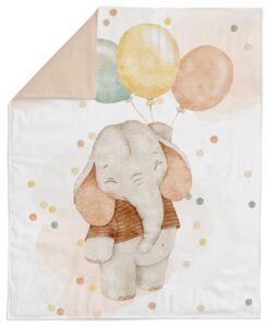 generic elephant with balloons cotton fabric panel 29x39in, quilting panel, baby quilt panel, cotton baby panel, blanket panel, bedding panel, white, grey, green