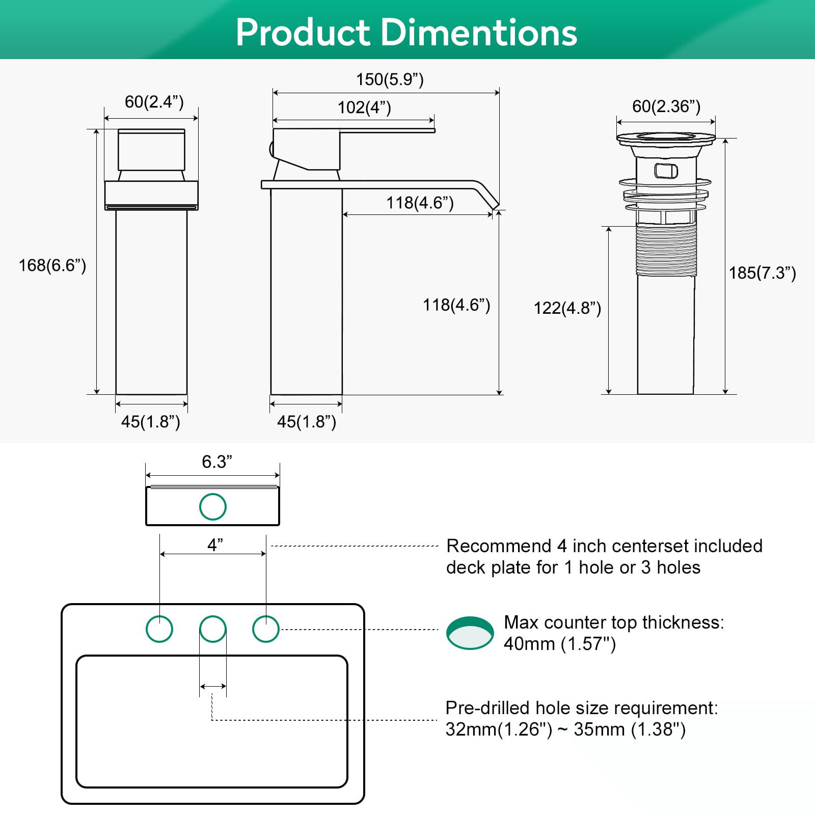 CREA Black Waterfall Bathroom Faucet 1 Hole,Matte Black Bathroom Faucet Single Handle Bathroom Sink Faucet with Pop Up Drain Stopper/ 3 Hole Plate,Stainless Steel RV Vanity Faucet Basin Mixer Tap