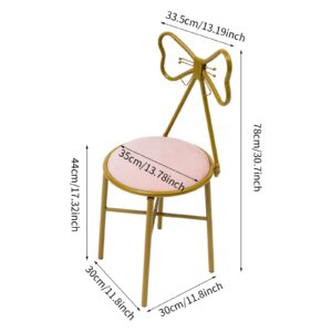 Makeup Vanity Chair Side Pink Bow Vanity Chair Table Seat Butterfly Stool Dressing Chair Modern Bow Knot Backrest Dresser Chair Seat for Girl Daughter Bedroom (Light Pink)