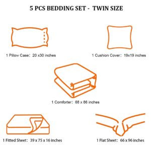 5 Pieces Bed in a Bag for Gaming Bedding Set,Boys Gamer Comforter Set with Flat Sheet,Fitted Sheet,Pillowcases,Cushion Cover,Game Console Pattern Bed Set for Kids Boys Room Decor A07T