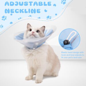 IKIPUKO Cat Cone Collar Soft Adjustable Recovery Pet E-Collar After Surgery, Lightweight Waterproof Kitten Cones, Protective Neck Cones for Small Dogs to Stop Licking Wounds, Blue, M