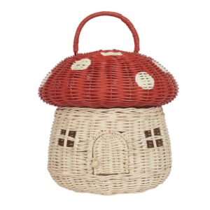 kqcibz handmade rattan mushroom-shaped storage basket- cute handmade handcrafted decoration artwork rattan, red easy to use