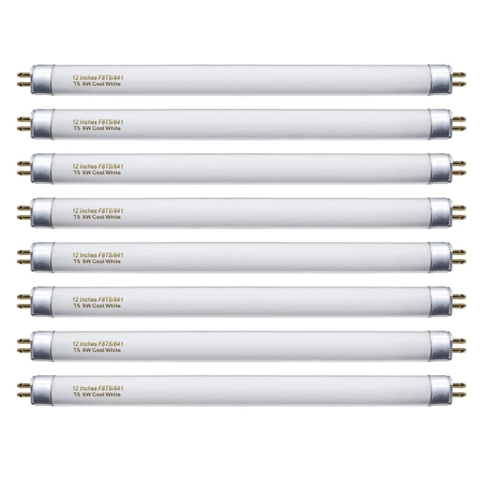 Konideke 8 Pack F8T5/CW Fluorescent Bulbs, T5 12 inch 8 Watts Under Cabinet Light Bulb Cool White, G5 Mini Bi 420 Lumen