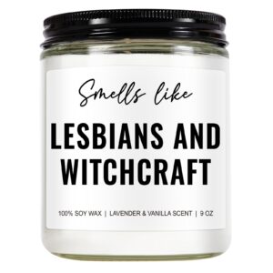 younift lesbians and witchcraft candle, lesbian gifts, lesbian stuff, lesbian wedding gifts, lesbian christmas gifts, anniversary funny lesbian gifts for girlfriend, wife, couple, friend, women