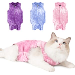 cat recovery suit for skin diseases breathable cat onesie after surgery recovery suit for cats e-collar alternative for cats and dogs anti licking pajama suit (pink l)