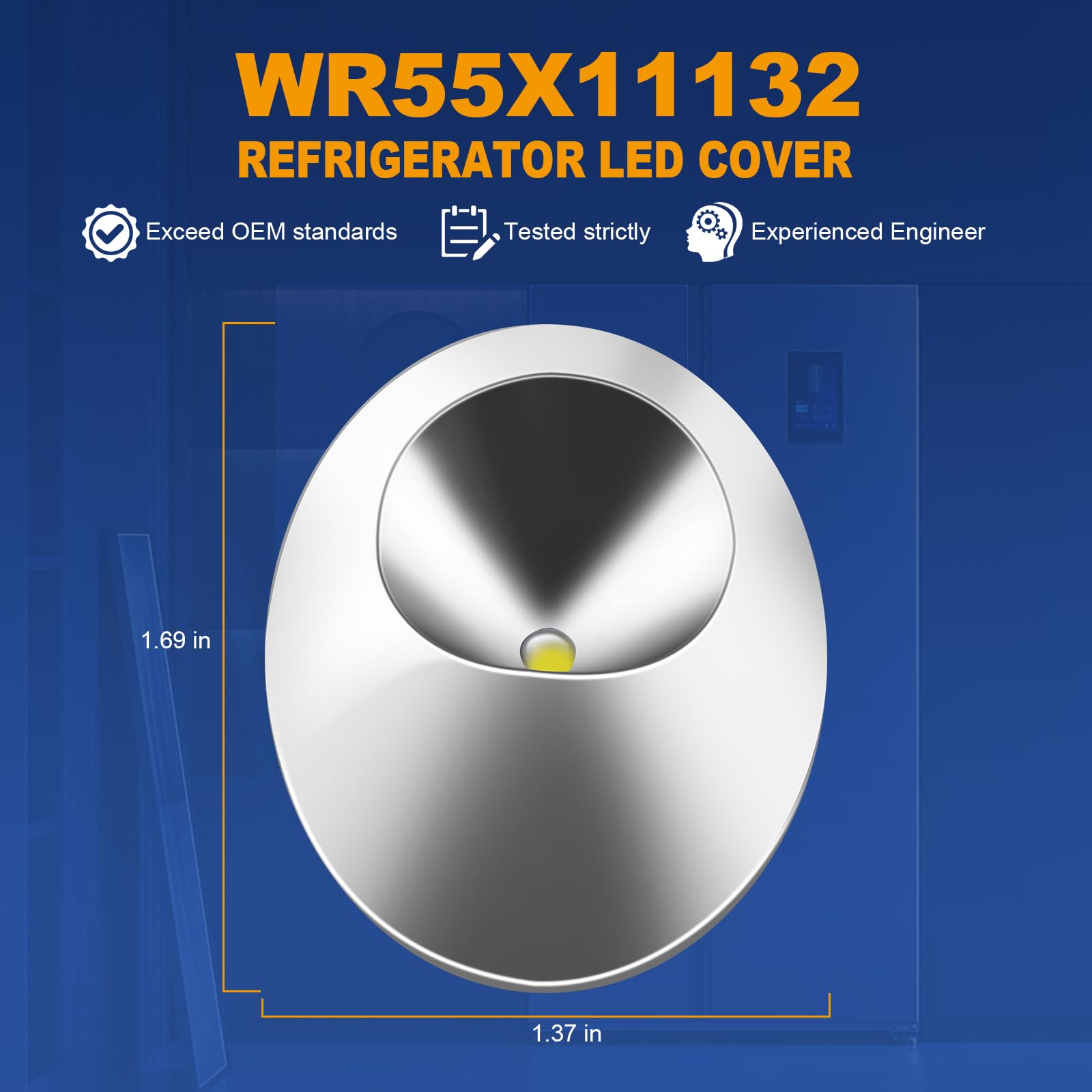 4Pcs WR55X11132 WR55X25754 WR55X26487 WR55X30603 WR55X30602 WR55X26486 AP5646375 PS4704284 3033142 LED Light Bulb and Cover Assembly for GE Refrigerator Led Light Assembly Replacement