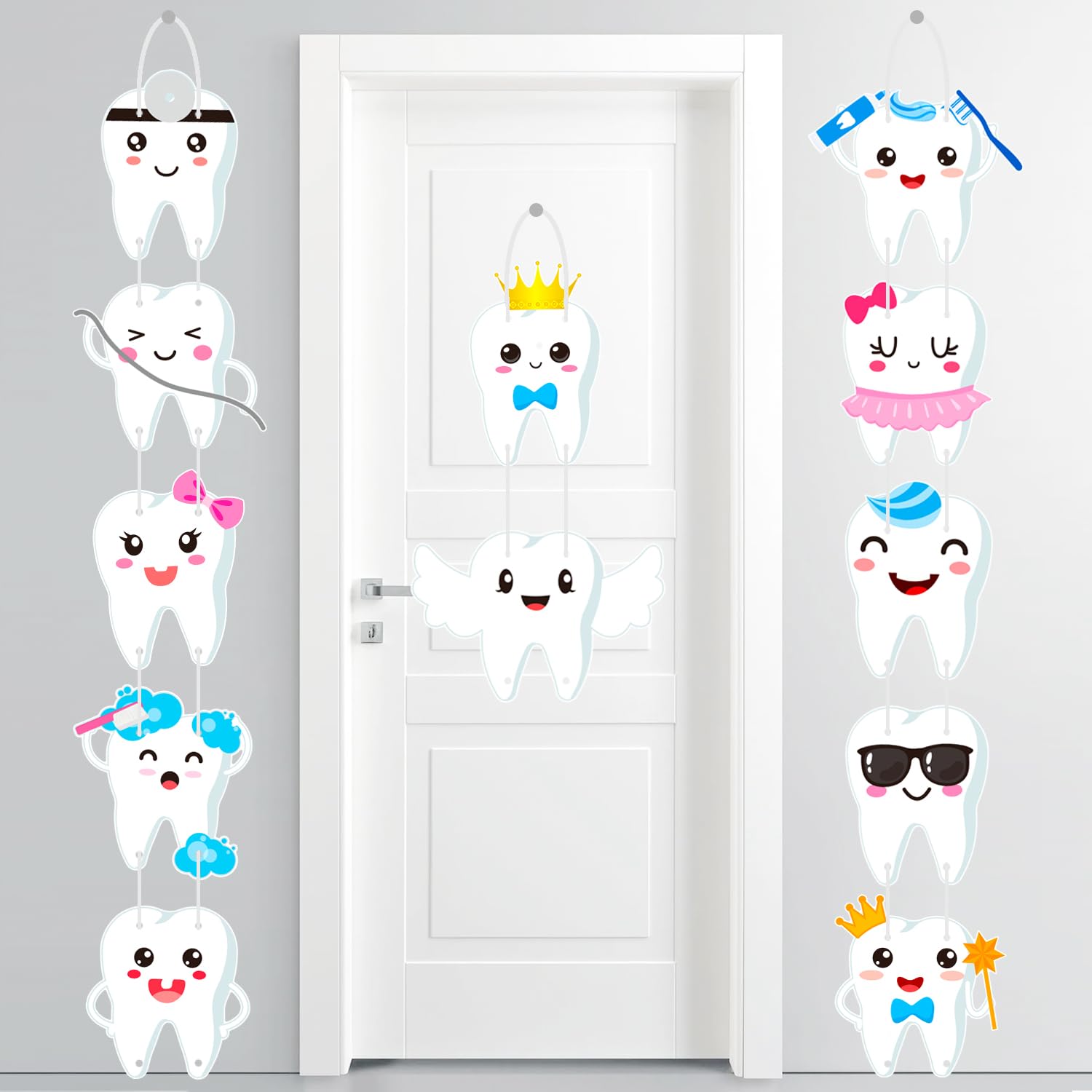 Tooth Party Banners Tooth Party Door Sign Welcome Teeth Birthday Party Supplies Dental Party Decorations Tooth Party Cutouts for Dentist Baby Shower Supplies