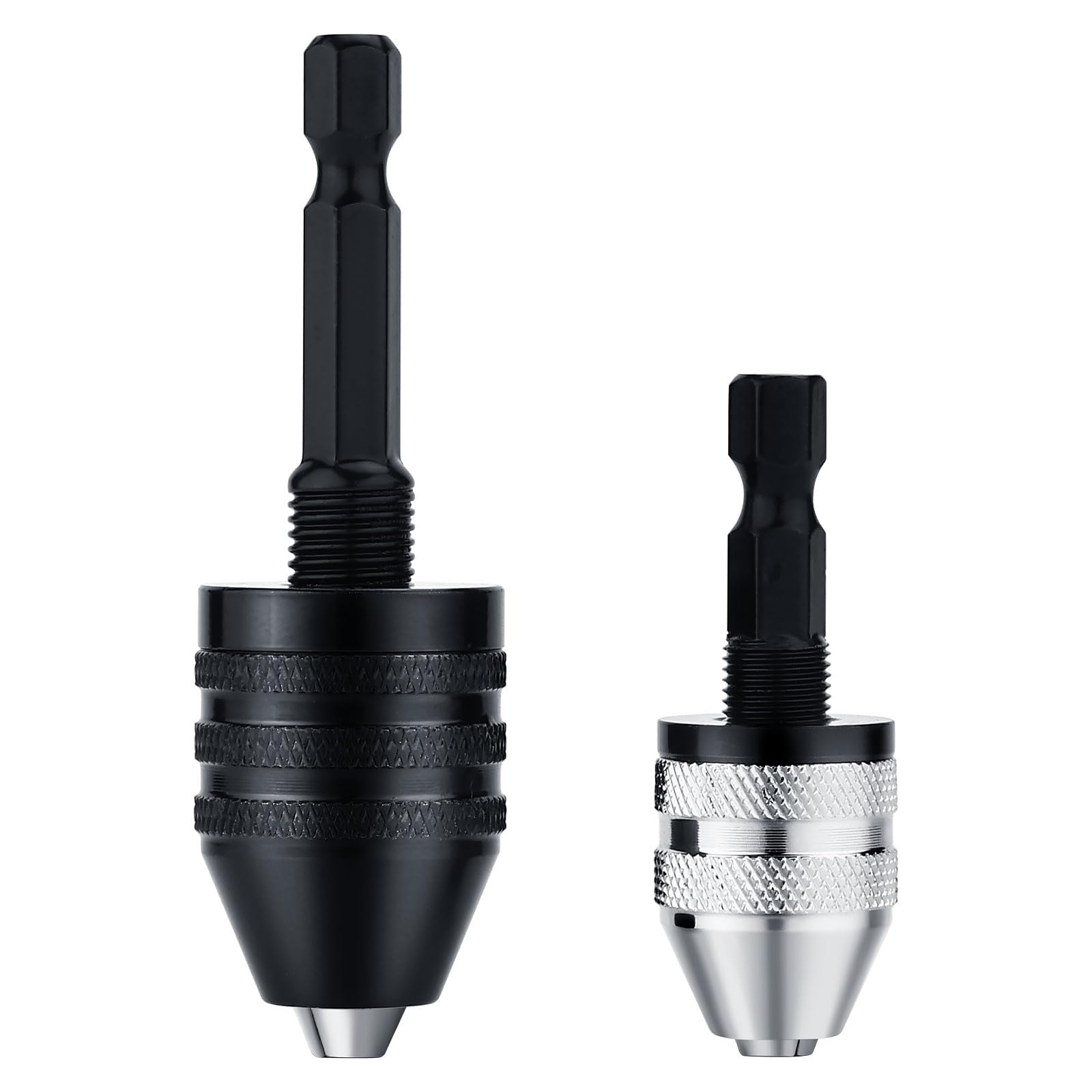 2Pcs Drill Chuck Adapter Keyless Drill Chuck Bit 1/4 Inch Hex Shank Drill Chuck Fast Change Converter Extension Screwdriver Drill Adapter in 0.6-8mm, 0.3-3.6mm for Impact Drill Tool Attachment