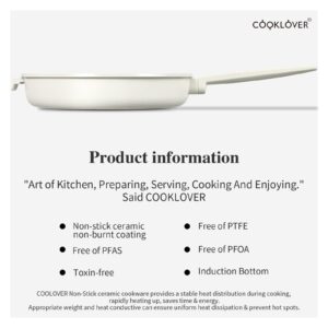 COOKLOVER Nonstick Ceramic Fry Pan, Non-Toxic, PTFE&PFOA Free, Induction Compatible Egg Skillet Frying Pan with Heat Resistant Handle, 8 Inch – Cream White