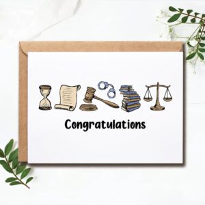 VKNDesigns Congratulations Card - Card For Law Student - New Lawyer Congrats Card - Graduation Greeting Card - Lawyer Congrats Card, White