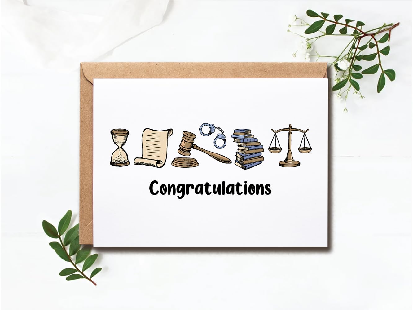 VKNDesigns Congratulations Card - Card For Law Student - New Lawyer Congrats Card - Graduation Greeting Card - Lawyer Congrats Card, White