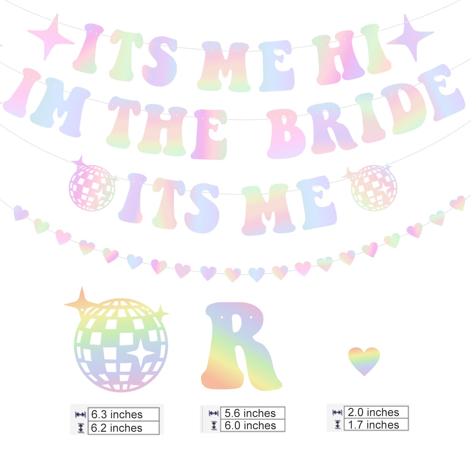 Pre-Strung Its Me Hi I'm The Bride Its Me Banner Garland I Found My Lover Sash Headband Veil Holographic Bachelorette Party Banner Iridescent for Bachelorette Party Decorations Singer Inspired Party Decor