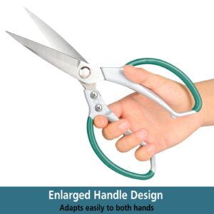 BoFuYuan Scissors Heavy Duty Utility - Stainless Steel Multipurpose Sharp Scissors for Cutting Cardboard, Carpet, Thick Fabrics, Leather, Rubber Plastics（9.25" Green）