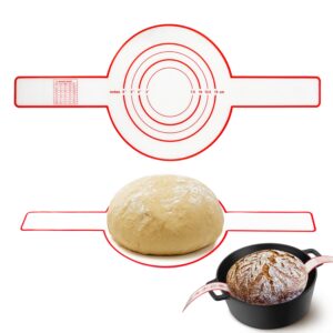 2reusable silicone bread sling for dutch oven, easy clean & non-stick silicone bread baking mat with long handles, easy to transfer sourdough bread (red)