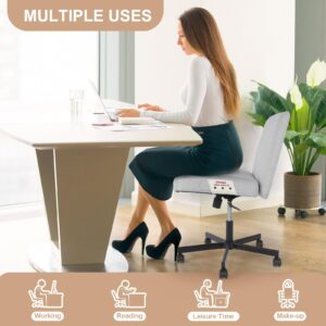 Simple Deluxe Extra Wide Criss Cross Office Chair Computer Chair with Wheels, Armless Air Cushion Small Desk Chair, Adjustable Height 360° Rolling Swivel Computer Chair, Grey