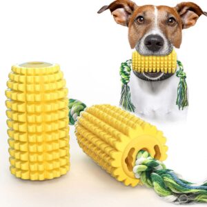 Generic Dog Chew Toys for Aggressive Chewer,Corn Interactive Squeaky Dog Toys for Puppy Medium Breed, Tough Rubber Dental Chew Dog Toys, Yellow