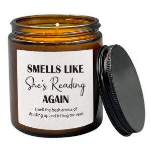 hiwx smells like shes reading again book lovers scented candle,book candles,gifts for friend bookworm funny book club candles gifts,book reading soy candles for home citronella scented candle 8oz jar