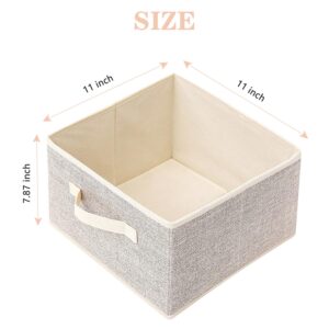 EITMOW Storage Baskets, 11-Inch Woven Fabric Bins, Storage Cubes with Reinforced Handles, Organizer Bins for Closet Shelves, Foldable, Clothes. (2PCS/Beige-11*11*7.8inch)