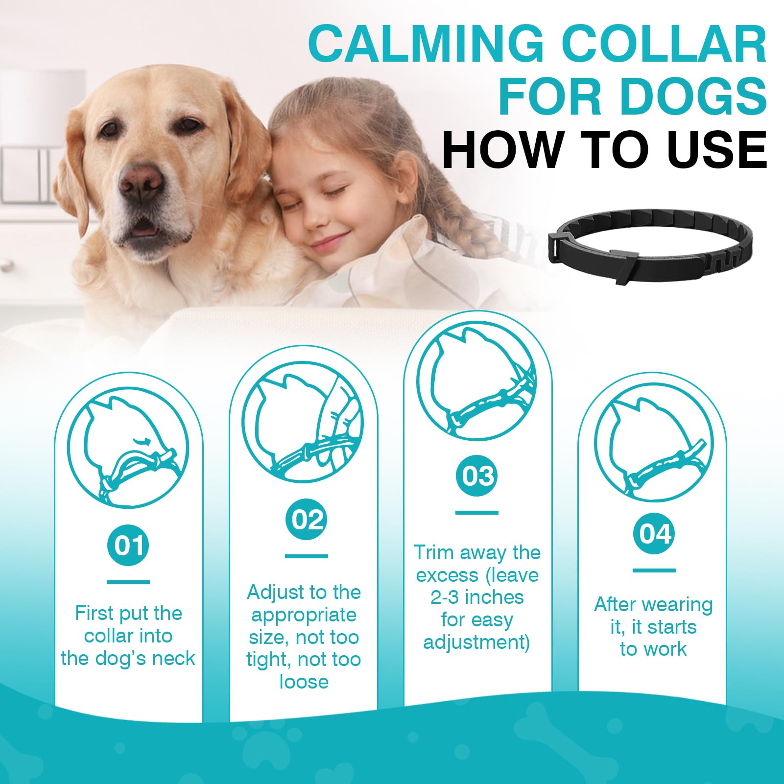 Calming Collar for Dogs 6 Packs Dog Pheromone Collars Relief Anxiety Stress Separation and Bad Behavior Pheromones Calm Lasts 60 Days 25 Inches Size Adjustable Waterproof Fit Small Large Medium Breed