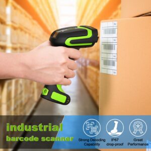 Alacrity Upgraded 2D Wireless Industrial Barcode Scanner with Wireless Charging Base,Bluetooth & 433MHz Wireless 2-in-1 1968ft Transmission Distance,Auto-scanning Available,Working on DPM Code