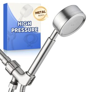 handheld shower head set high pressure stainless steel high flow hand shower head with 59 inch hose and bracket brushed finish