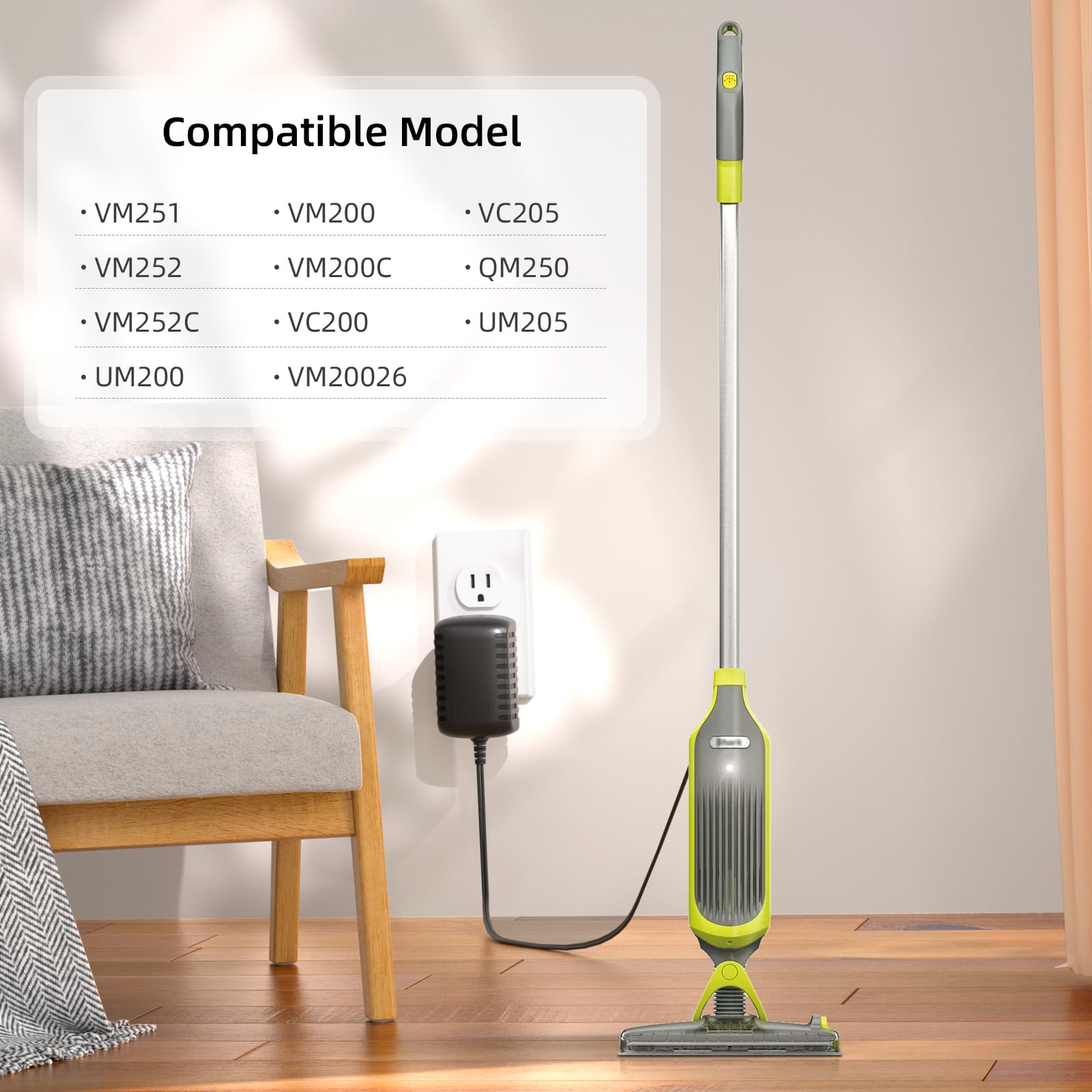 13.3V Charger for Shark Vacmop VM251 VM252 VM252C VM200 VM200C VC200 VC205 QM250 UM205 Hard Floor Vacuum Mop