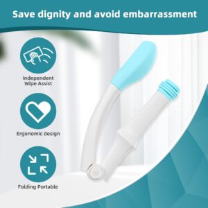 Portable Toilet Aids for Wiping - 15.7” Press to Fold Long Reach Comfort Bottom Buddy Wiping Aid - Travel Butt Wiper for Disabled,Elderly,Pregnant