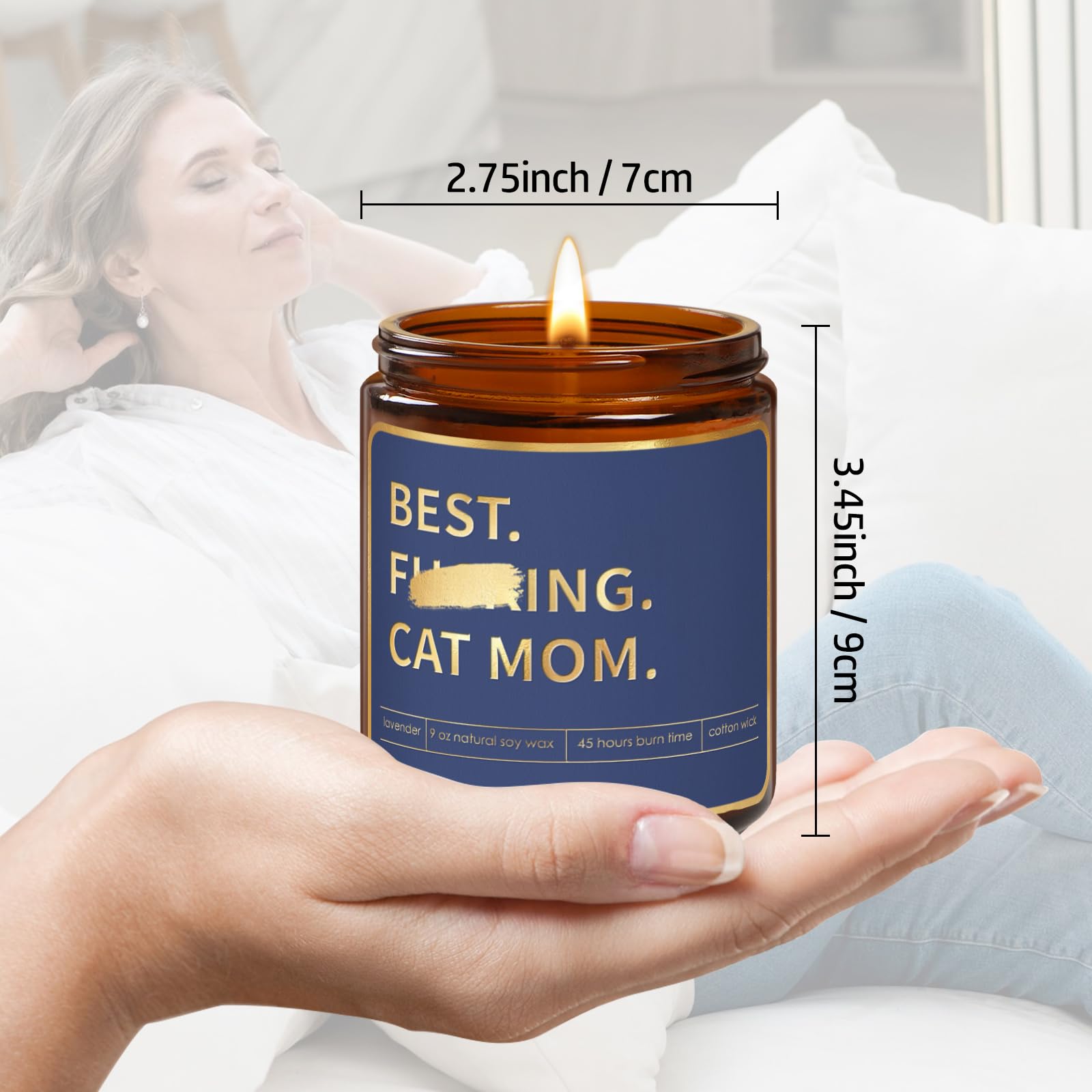 Cat Mom Gifts for Women,Mothers Day Gifts for Cat Lovers,Lavender Candle for Cat Lover Daughter,Sister,Aunt,Wife,Best Friend,BFF,Coworkers,Her,Personalized Cat Owner Birthday Gift Idea