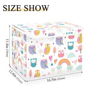 Moudou Owl Storage Bin with Lid, Large Collapsible Cube Storage Box for Closet, Office, Bedroom, Home Decor