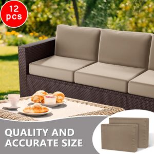 12 Pcs Outdoor Cushion Covers 23x25x4 Outdoor Patio Cushions Covers Replacement Waterproof with Zipper for Outdoor Sofa w/6 Seat Cushion Covers and 6 Backrest Pillow Covers Taupe, Covers Only