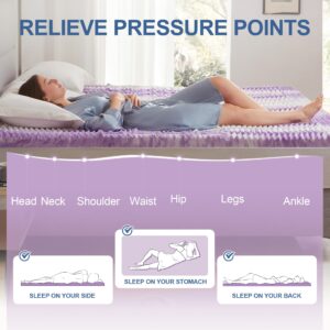 Eiayeebil 2 Inch Memory Foam Mattress Topper, 5-Zone Twin Mattress Pad Gel Infused Bed Foam Topper, Soft Bed Topper Purple,Twin Size