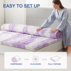 Eiayeebil 2 Inch Memory Foam Mattress Topper, 5-Zone Twin Mattress Pad Gel Infused Bed Foam Topper, Soft Bed Topper Purple,Twin Size