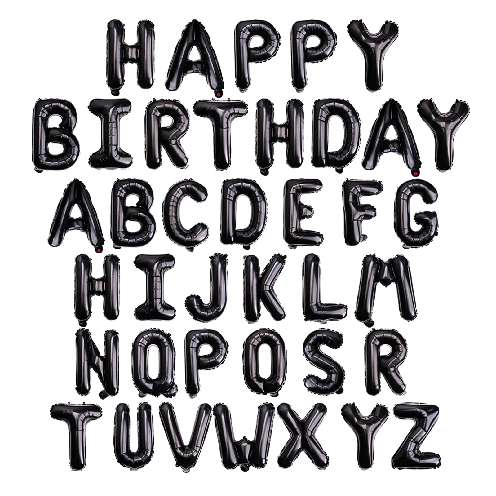 Happy Birthday 16" Black Letter Balloons, 39 Pcs Happy Birthday & A-Z Foil Mylar Hanging Happy Birthday Banner Decorations for Graduation New Year eve Birthday Party