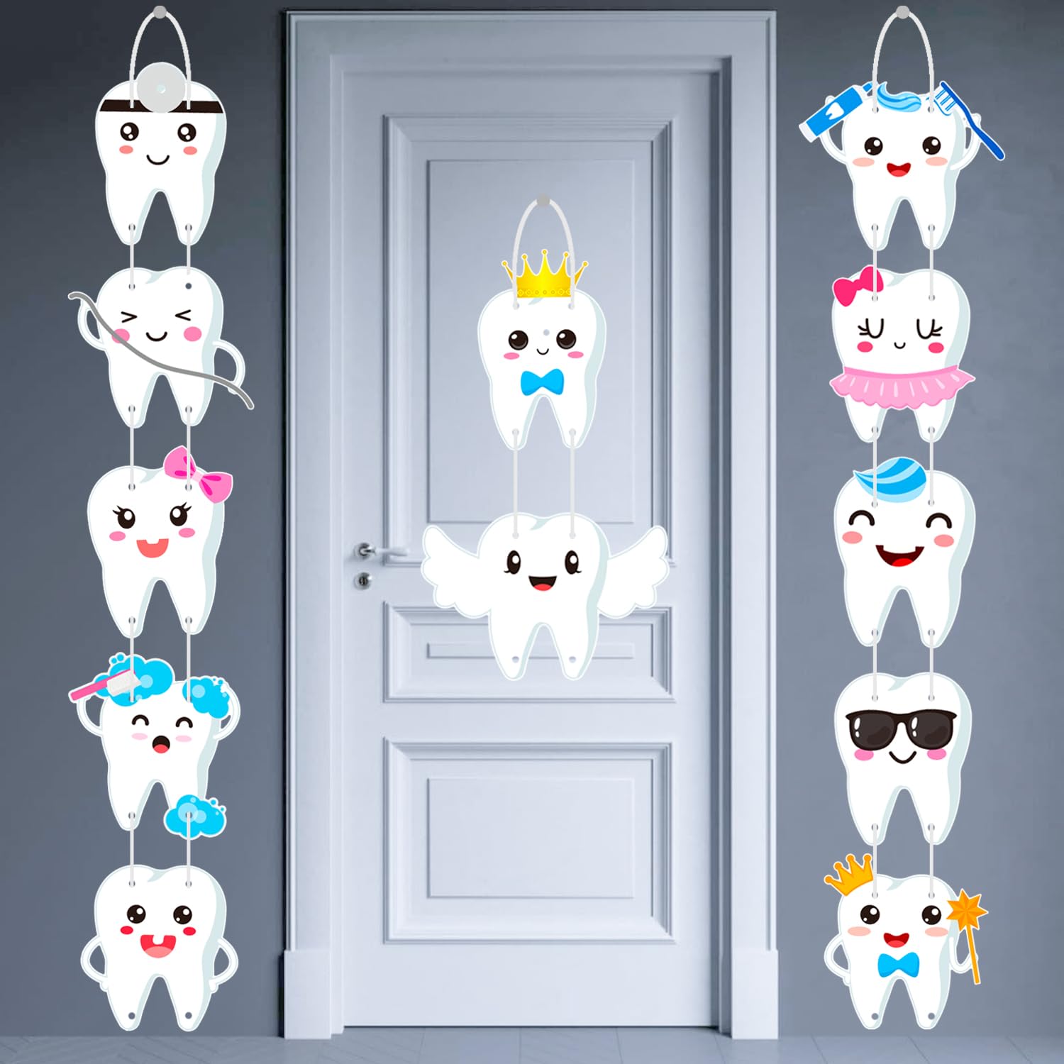 Tooth Party Banners Tooth Party Door Sign Welcome Teeth Birthday Party Supplies Dental Party Decorations Tooth Party Cutouts for Dentist Baby Shower Supplies