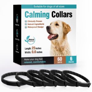 calming collar for dogs 6 packs dog pheromone collars relief anxiety stress separation and bad behavior pheromones calm lasts 60 days 25 inches size adjustable waterproof fit small large medium breed