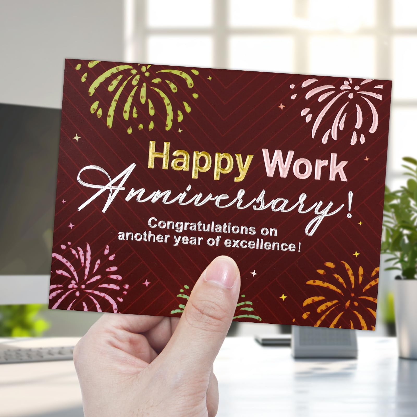 Fancy Land Work Anniversary Cards 24 Pack Embossed Business Employee Appreciation Cards with Envelopes Encouragement Work Team Greeting Cards Blank Inside