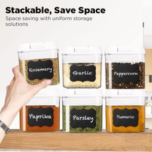 Shazo 6 PC Airtight Food Storage Containers + 6 Spoons - BPA Free Clear Plastic Snack & Spice Containers with Easy Lock Lids - Kitchen and Pantry Organization for Herbs, Coffee, Tea - 0.5L / 2.1 Cups