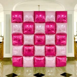 orgnafey hot magenta pink square foil balloons wall backdrop double sided metallic balloon tunnel arch garland kit for anniversary bachelorette birthday engagement bridal baby shower party decorations