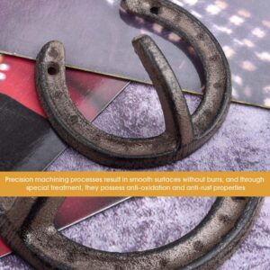 4 PCS Coat Hooks Cast Iron Wall Hooks Horseshoe Hooks Vintage Hanger for Hanging Coat Hat Bags Key Towel(Rust)