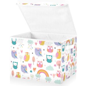 Moudou Owl Storage Bin with Lid, Large Collapsible Cube Storage Box for Closet, Office, Bedroom, Home Decor